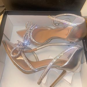Silver INC crystals/ bedazzled bow heels